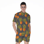 Grey Watercolor Pineapple Pattern Print Men's Rompers