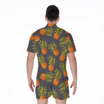 Grey Watercolor Pineapple Pattern Print Men's Rompers