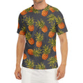 Grey Watercolor Pineapple Pattern Print Men's Short Sleeve Rash Guard