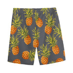 Grey Watercolor Pineapple Pattern Print Men's Sports Shorts