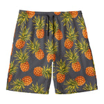 Grey Watercolor Pineapple Pattern Print Men's Swim Trunks