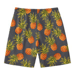 Grey Watercolor Pineapple Pattern Print Men's Swim Trunks