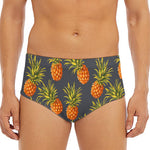 Grey Watercolor Pineapple Pattern Print Men's Triangle Swim Briefs