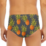 Grey Watercolor Pineapple Pattern Print Men's Triangle Swim Briefs