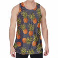 Grey Watercolor Pineapple Pattern Print Men's Velvet Tank Top