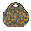 Grey Watercolor Pineapple Pattern Print Neoprene Lunch Bag