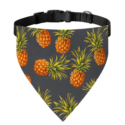 Grey Watercolor Pineapple Pattern Print Over The Collar Dog Bandana