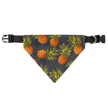 Grey Watercolor Pineapple Pattern Print Over The Collar Dog Bandana
