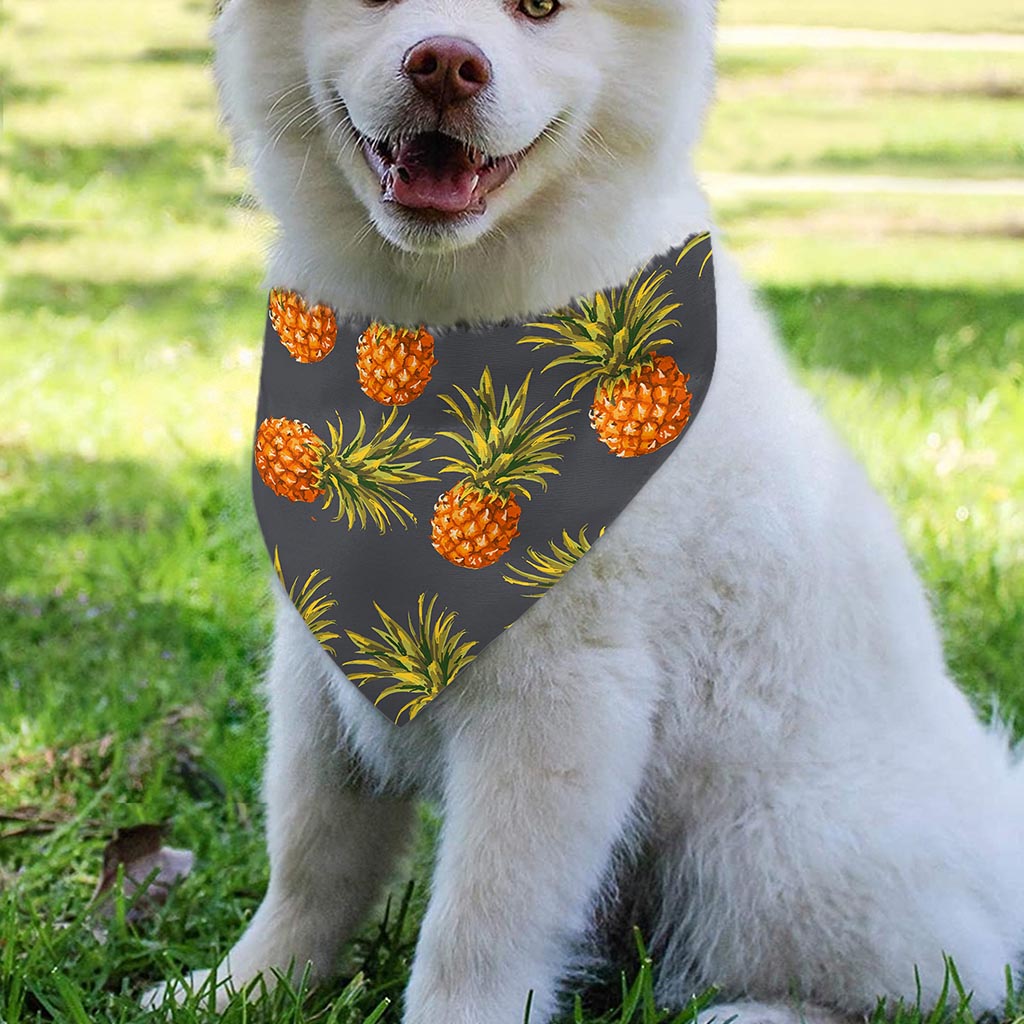 Grey Watercolor Pineapple Pattern Print Over The Collar Dog Bandana