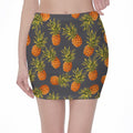 Grey Watercolor Pineapple Pattern Print Pencil Mini Skirt