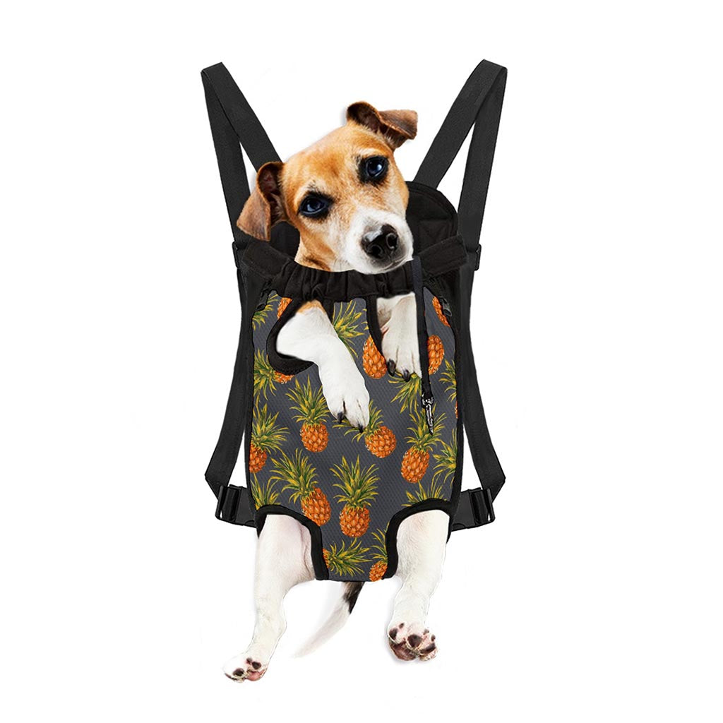 Grey Watercolor Pineapple Pattern Print Pet Carrier Backpack