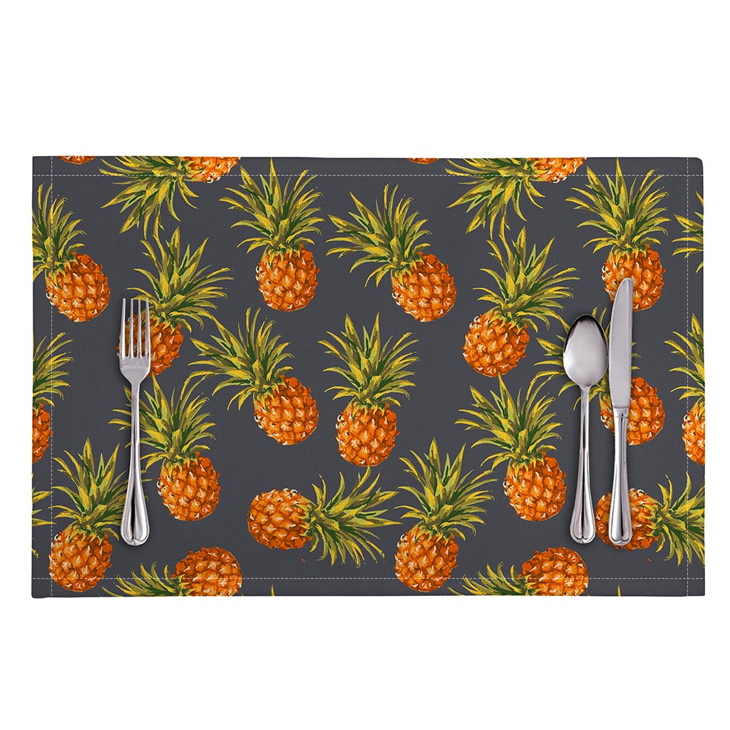 Grey Watercolor Pineapple Pattern Print Placemat