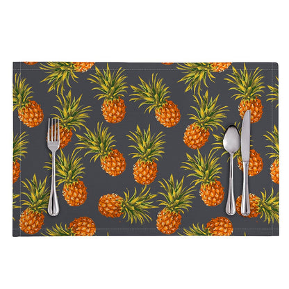 Grey Watercolor Pineapple Pattern Print Placemat
