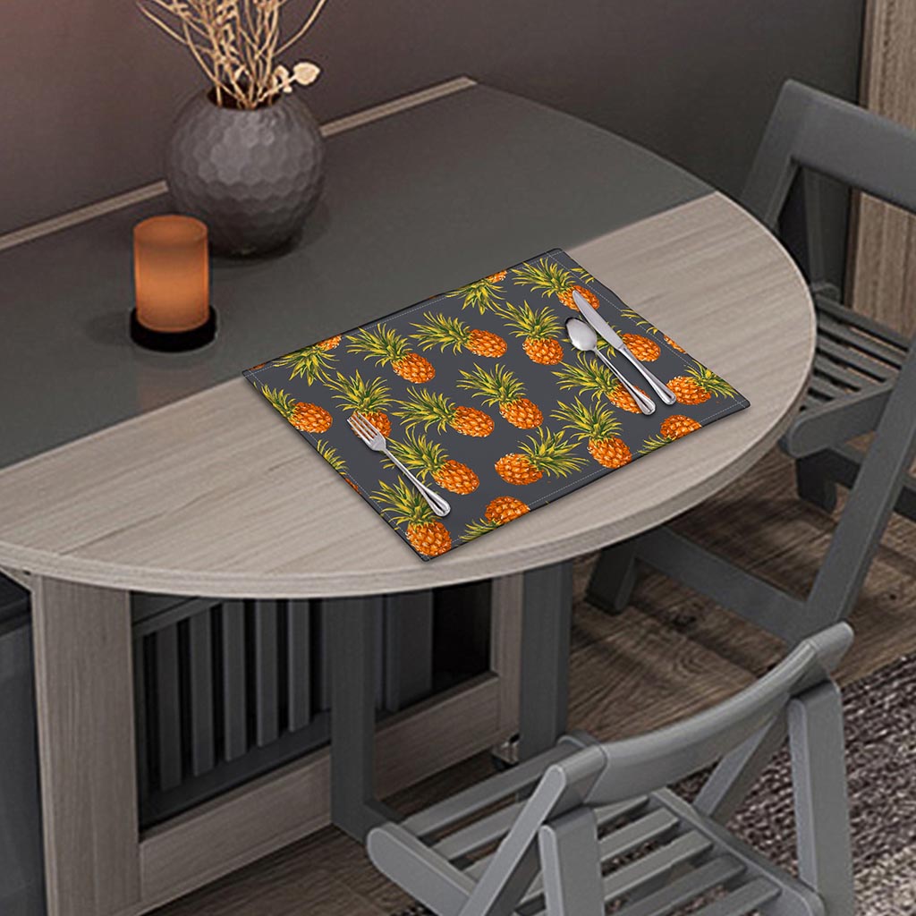 Grey Watercolor Pineapple Pattern Print Placemat