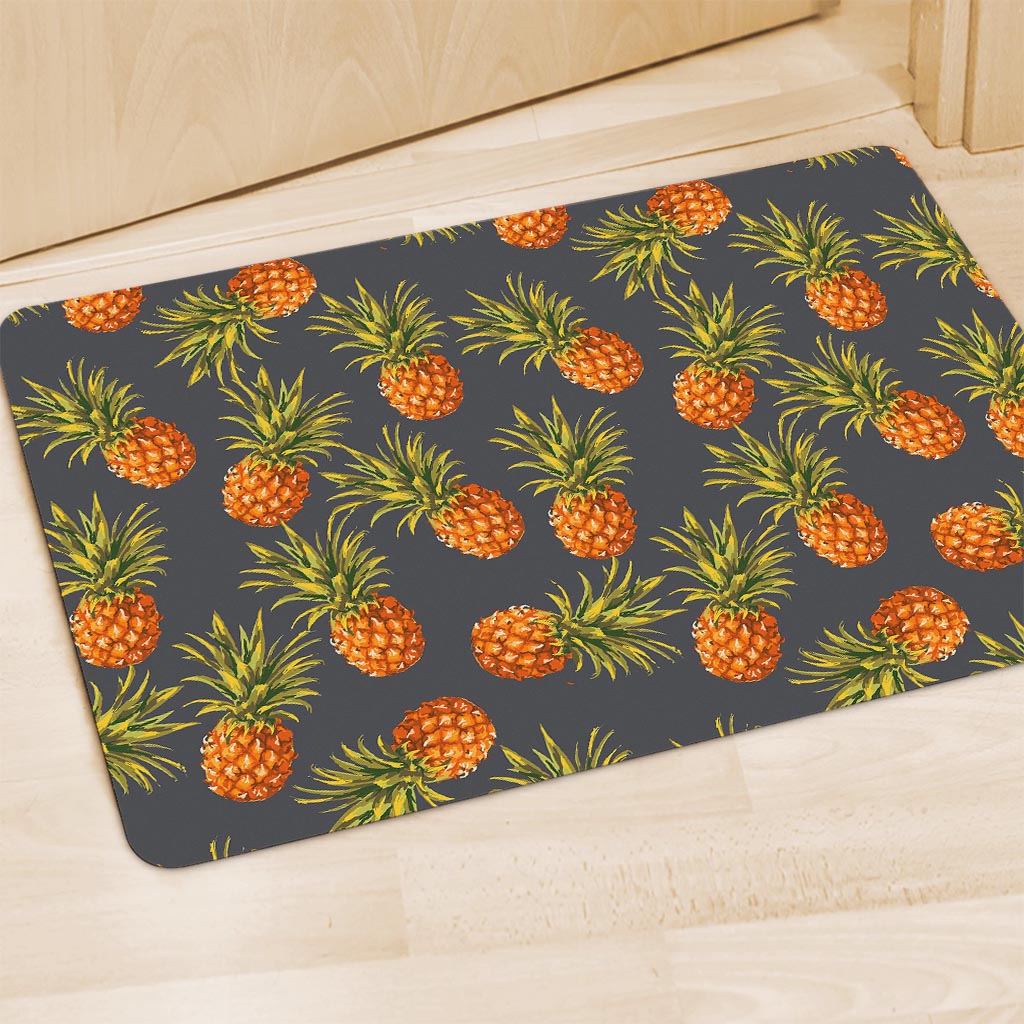 Grey Watercolor Pineapple Pattern Print Polyester Doormat