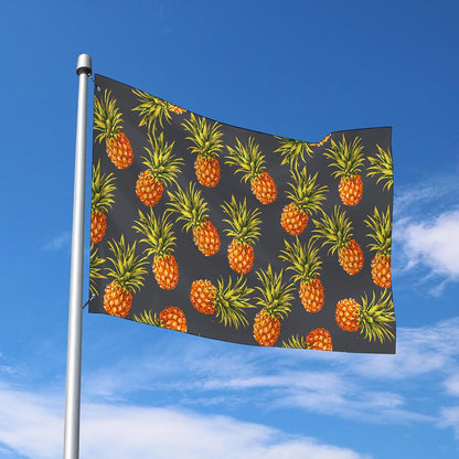 Grey Watercolor Pineapple Pattern Print Polyester Flag