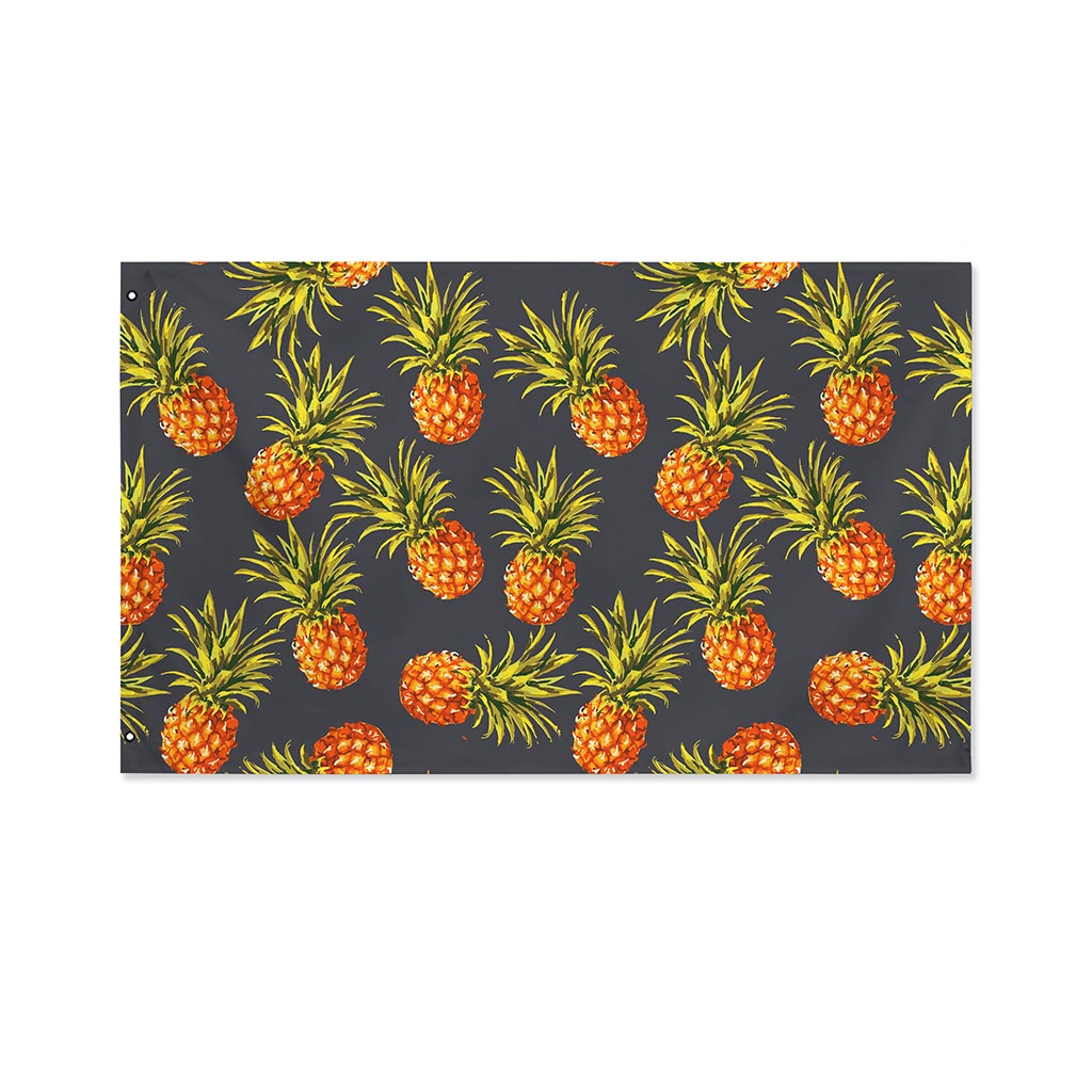 Grey Watercolor Pineapple Pattern Print Polyester Flag