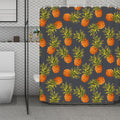 Grey Watercolor Pineapple Pattern Print Polyester Shower Curtain