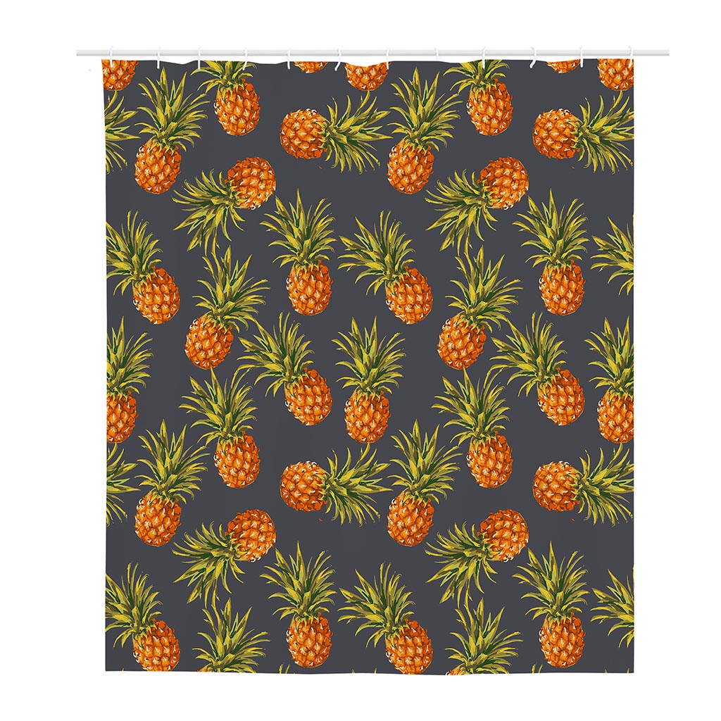 Grey Watercolor Pineapple Pattern Print Polyester Shower Curtain