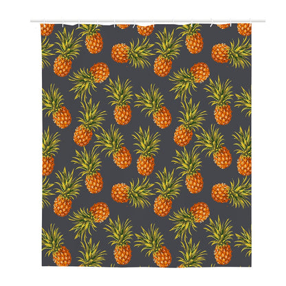 Grey Watercolor Pineapple Pattern Print Polyester Shower Curtain