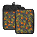 Grey Watercolor Pineapple Pattern Print Pot Holders With Pocket