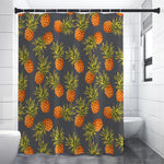 Grey Watercolor Pineapple Pattern Print Premium Shower Curtain