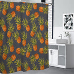 Grey Watercolor Pineapple Pattern Print Premium Shower Curtain