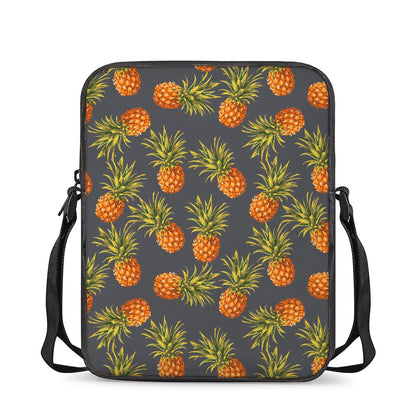 Grey Watercolor Pineapple Pattern Print Rectangular Crossbody Bag