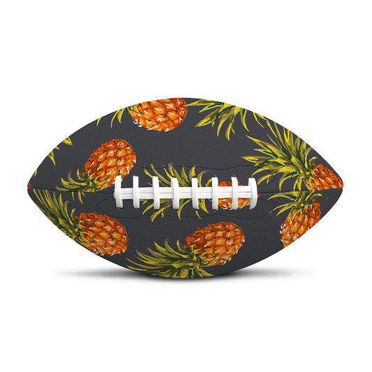 Grey Watercolor Pineapple Pattern Print Rugby Ball