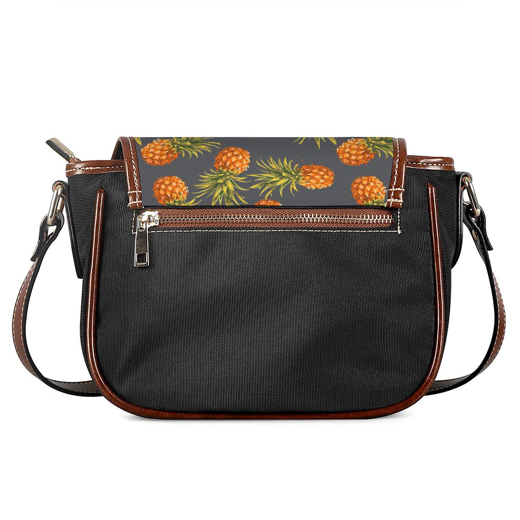 Grey Watercolor Pineapple Pattern Print Saddle Bag