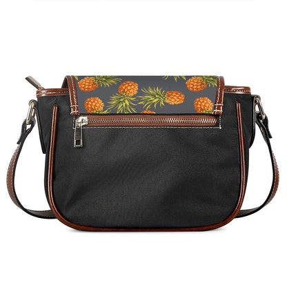 Grey Watercolor Pineapple Pattern Print Saddle Bag