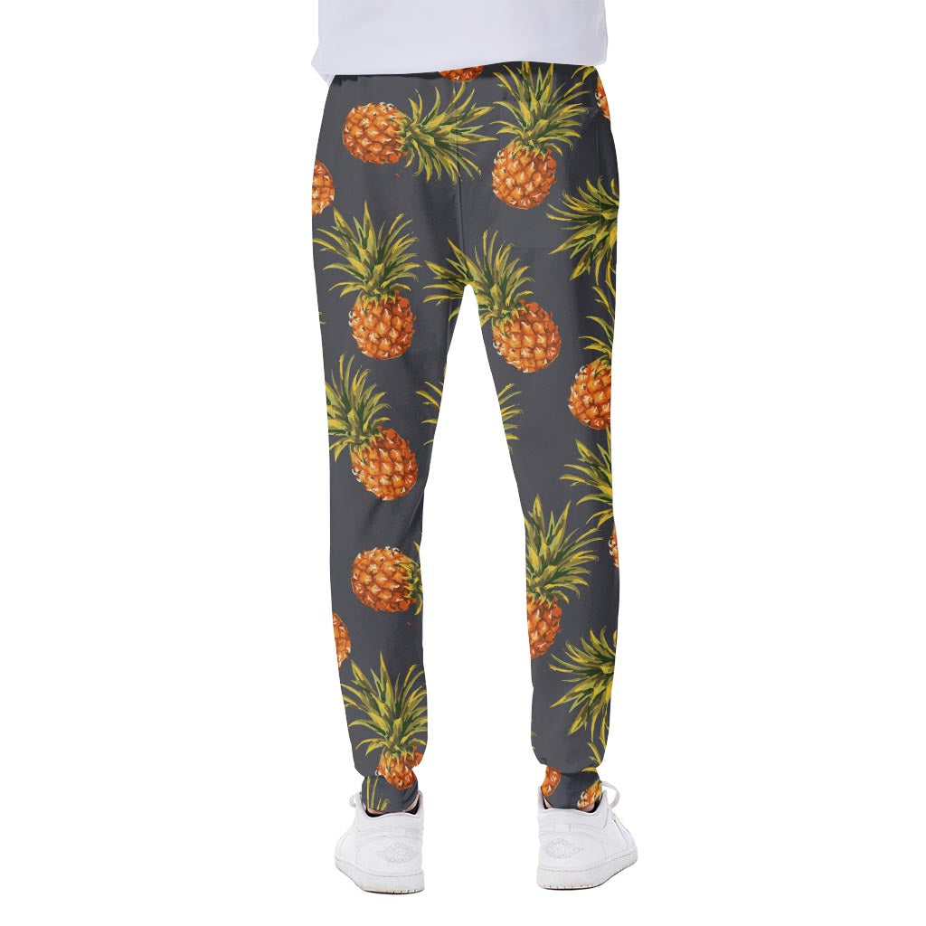 Grey Watercolor Pineapple Pattern Print Scuba Joggers