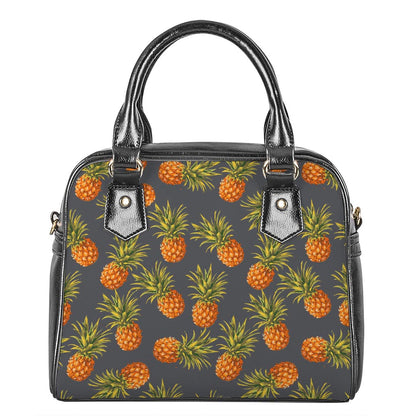 Grey Watercolor Pineapple Pattern Print Shoulder Handbag