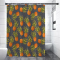 Grey Watercolor Pineapple Pattern Print Shower Curtain