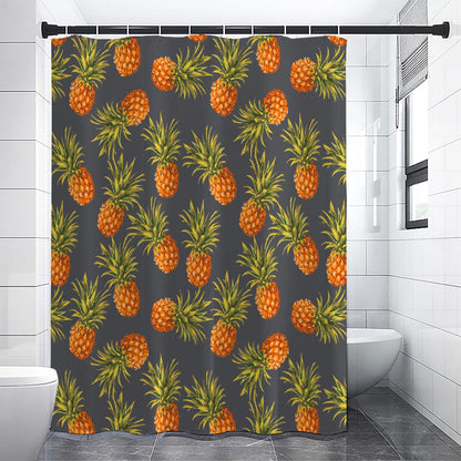 Grey Watercolor Pineapple Pattern Print Shower Curtain