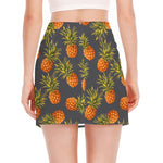 Grey Watercolor Pineapple Pattern Print Side Slit Mini Skirt