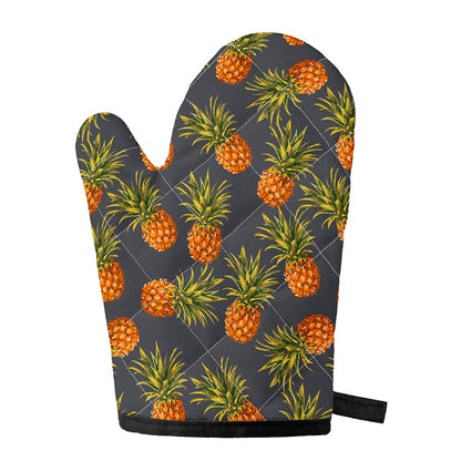 Grey Watercolor Pineapple Pattern Print Single Oven Mitt