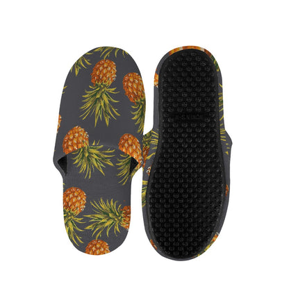 Grey Watercolor Pineapple Pattern Print Slippers