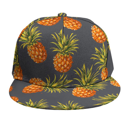 Grey Watercolor Pineapple Pattern Print Snapback Cap