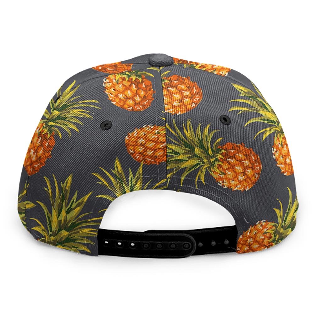 Grey Watercolor Pineapple Pattern Print Snapback Cap