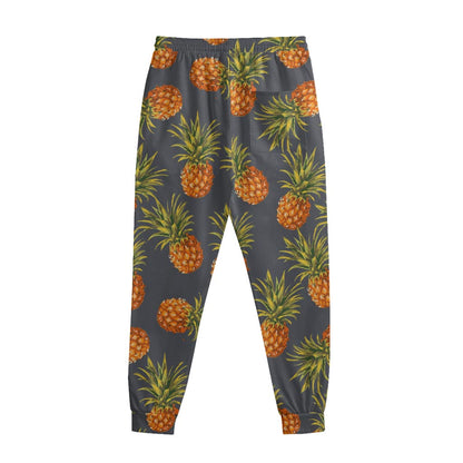 Grey Watercolor Pineapple Pattern Print Sweatpants