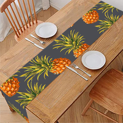 Grey Watercolor Pineapple Pattern Print Table Runner
