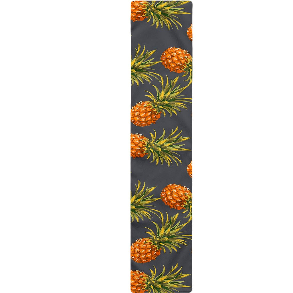 Grey Watercolor Pineapple Pattern Print Table Runner