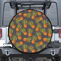 Grey Watercolor Pineapple Pattern Print Tire Cover