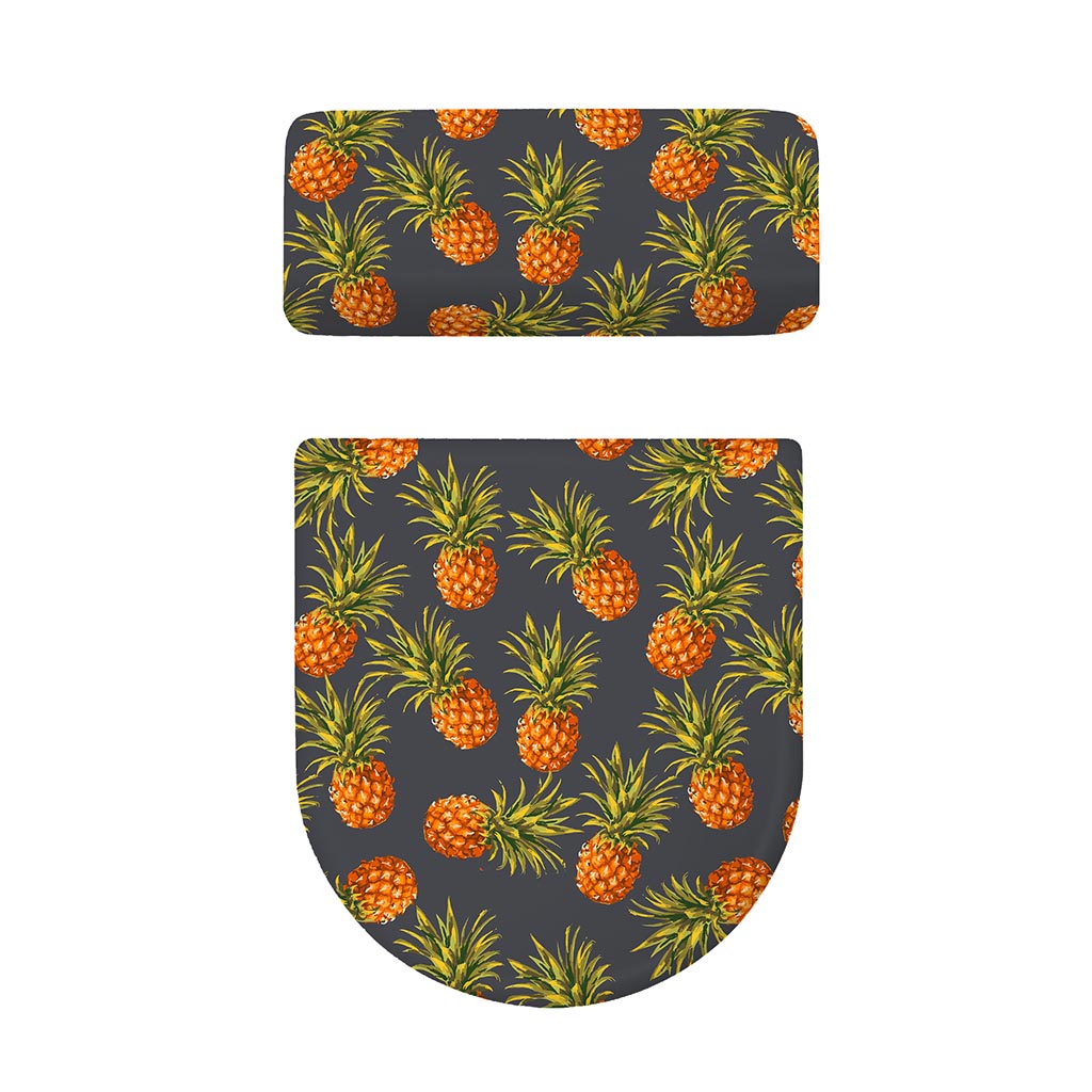 Grey Watercolor Pineapple Pattern Print Toilet Lid And Tank Cover Set