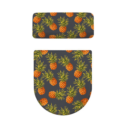 Grey Watercolor Pineapple Pattern Print Toilet Lid And Tank Cover Set