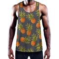 Grey Watercolor Pineapple Pattern Print Men's Workout Tank Top