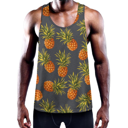 Grey Watercolor Pineapple Pattern Print Training Tank Top