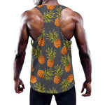 Grey Watercolor Pineapple Pattern Print Training Tank Top