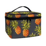 Grey Watercolor Pineapple Pattern Print Travel Makeup Bag